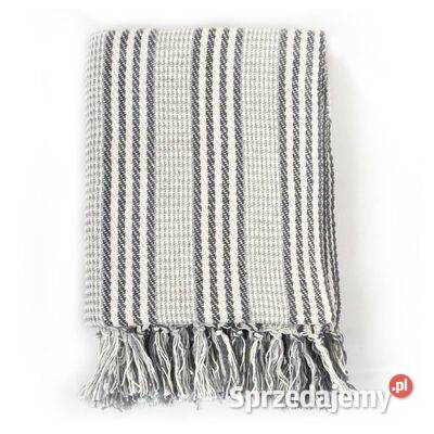 vidaXL Bawełniana narzuta w paski 125 x 150
