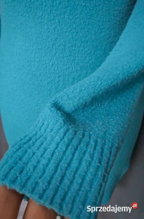 Golf sukienka a la baranek jesień zima niebieski