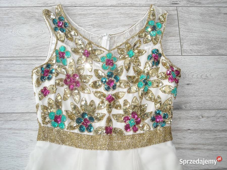 kremowa sukienka cekiny 12 L m Lubartów