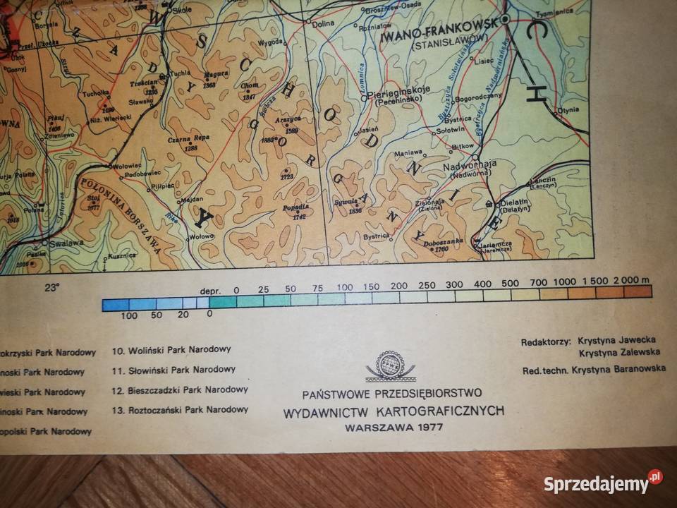 Mapa Polski PRL 1977 r