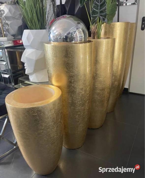 Nowoczesna wysoka złota donica Glamour Premium Dekoracje i ozdoby Nowy Sącz