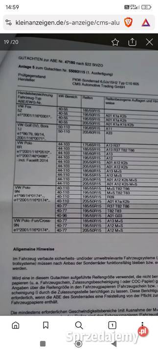 Felgi aluminiowe CMS 15 60 5x100 et38 VW Audi Jastrzębie-Zdrój