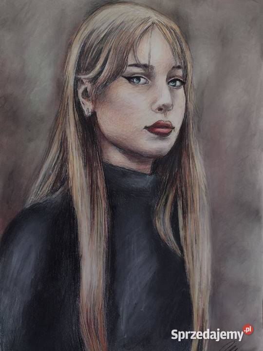 Portret ze zdjęcia ołówkiem kredkami elegancki i mazowieckie Warszawa sprzedam