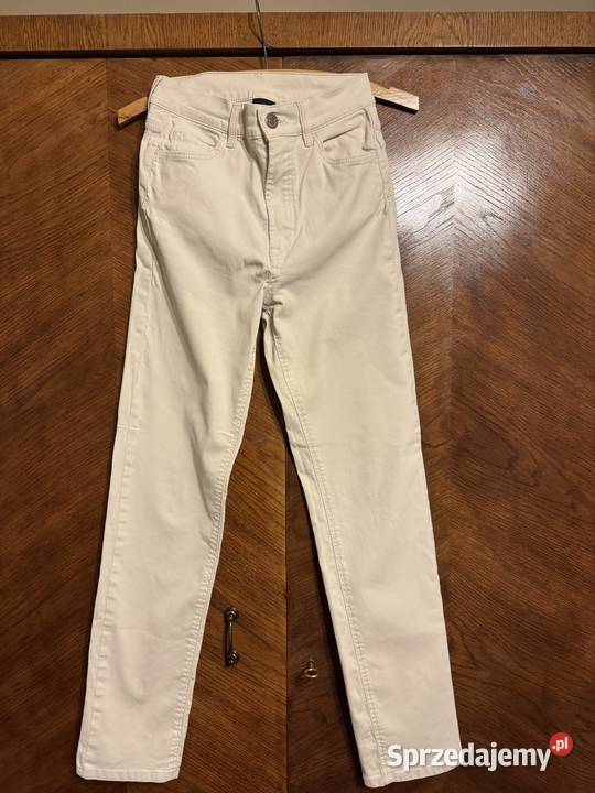 Jeansy damskie XS beżowe Massimo Dutti bawełna Częstochowa