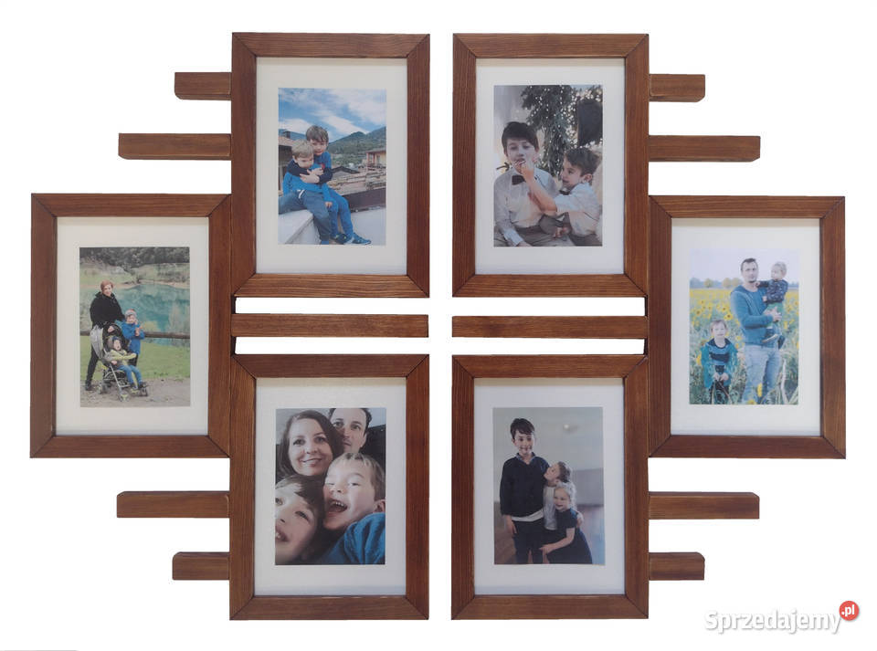 Drewniana Multirama Ramka na 6 zdjęć 15X21 Katowice