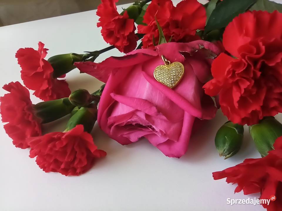 Zawieszka serce srebrna 925 pozłacana cyrkonie Warszawa sprzedam