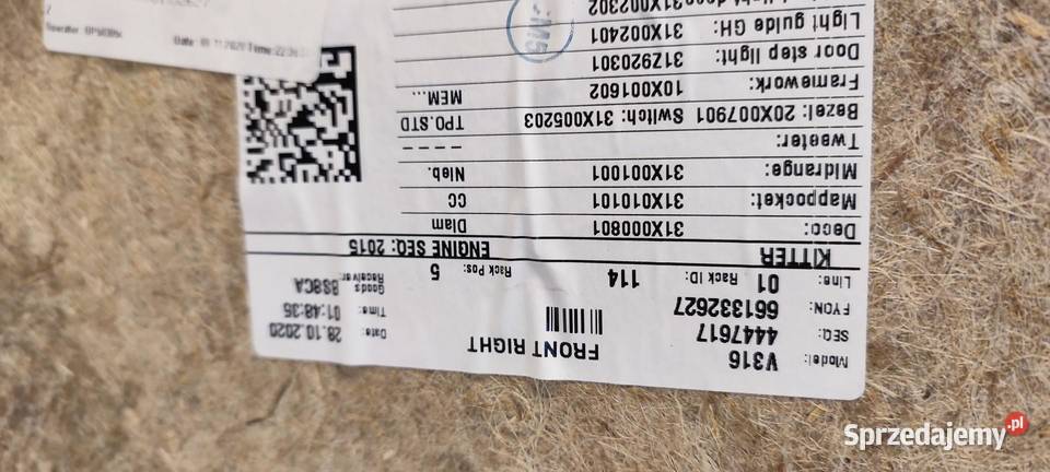 VOLVO XC40 BOCZEK DRZWI PRAWY PRZÓD 32282661 sprzedam