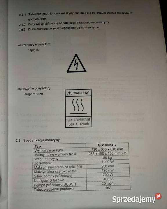 Pakowaczka Tacek GS100 VAC maszyna do pakowania pomorskie Puck
