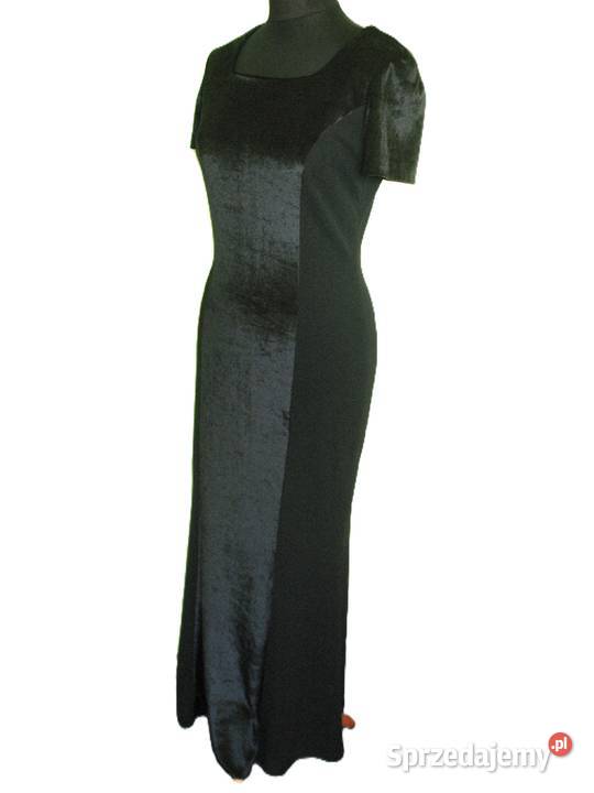 Sukienka czarna maxi 38 M biust 96 welur