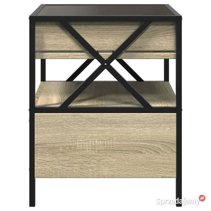 Stolik nocny z LED Infinity dąb sonoma 40x40x51