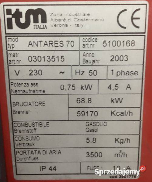Nagrzewnica Olejowo Wymiennikowa Antares 70 Dom i Ogród śląskie