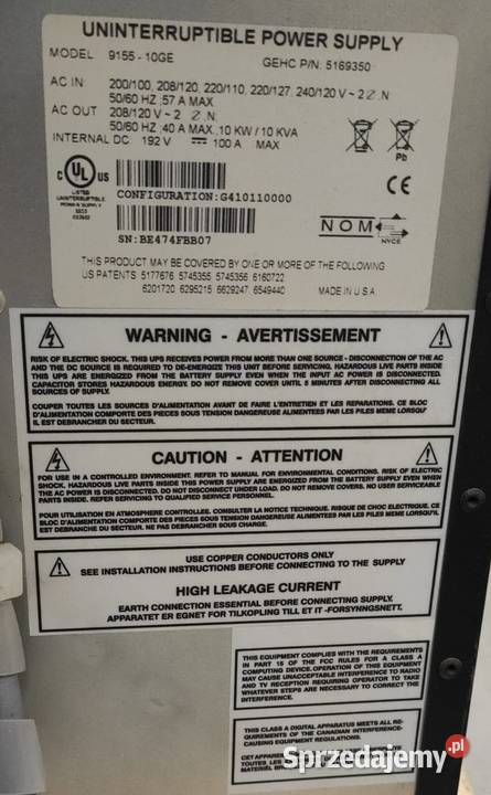 Zasilacz awaryjny Eaton 9155 10kVA 3F 3fazowy Poznań