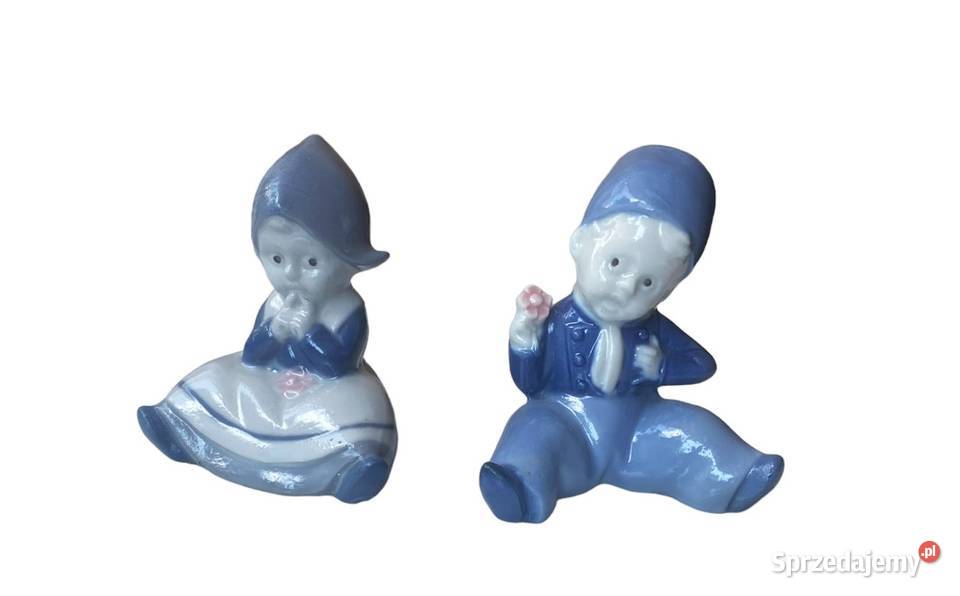 Dwie małe malowane figurki para dzieci Warszawa