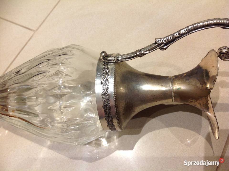 Stara Karafka Szkło Metal srebrzony Nowa Sól