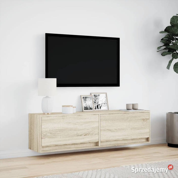 Ścienna szafka TV z LED dąb sonoma 140x31x38 Warszawa sprzedam