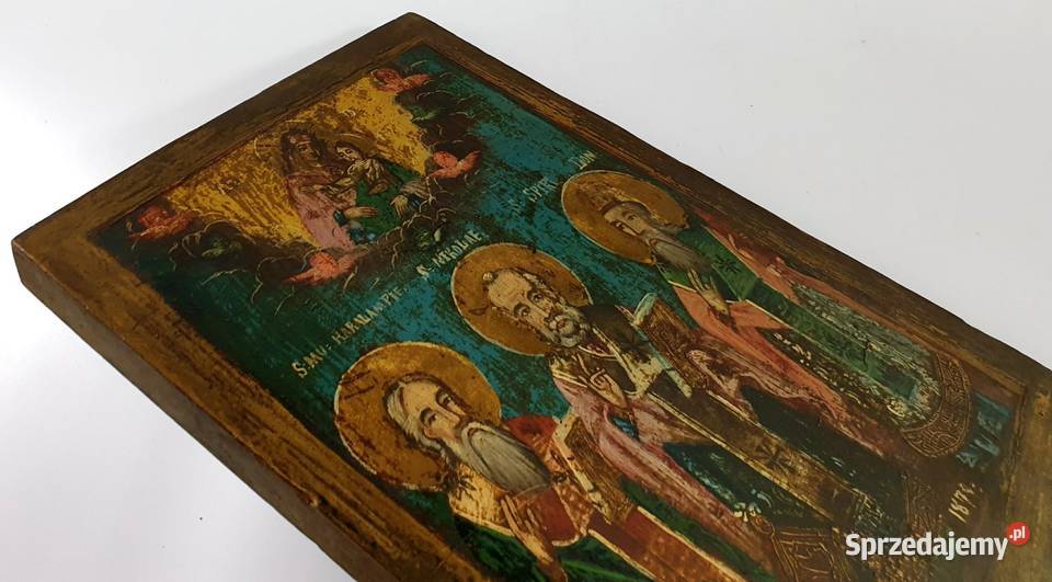 Ikona Święci Charłamp Mikołaj Spirydon 0189 mazowieckie Warszawa sprzedam