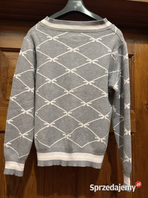 Sweter damski ML szary z różem w kokardki w Częstochowa