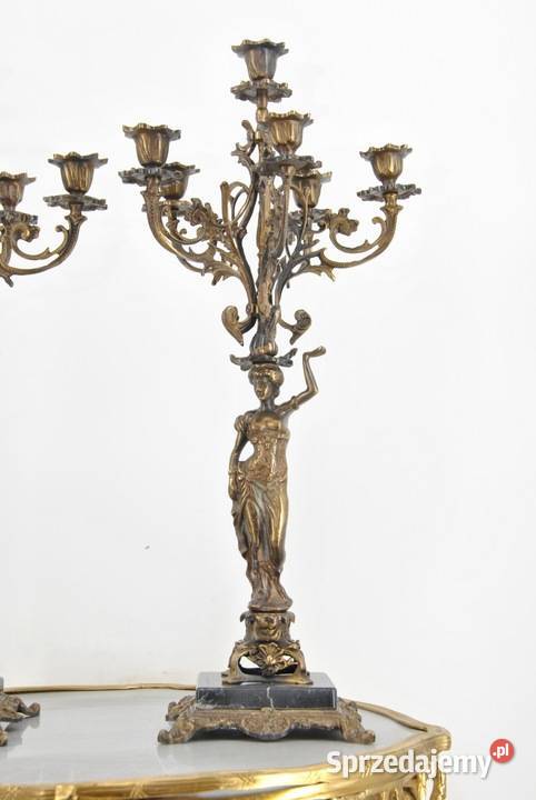 Dwa Świeczniki z Mosiądzu Mosiądz Kobiety Kraków