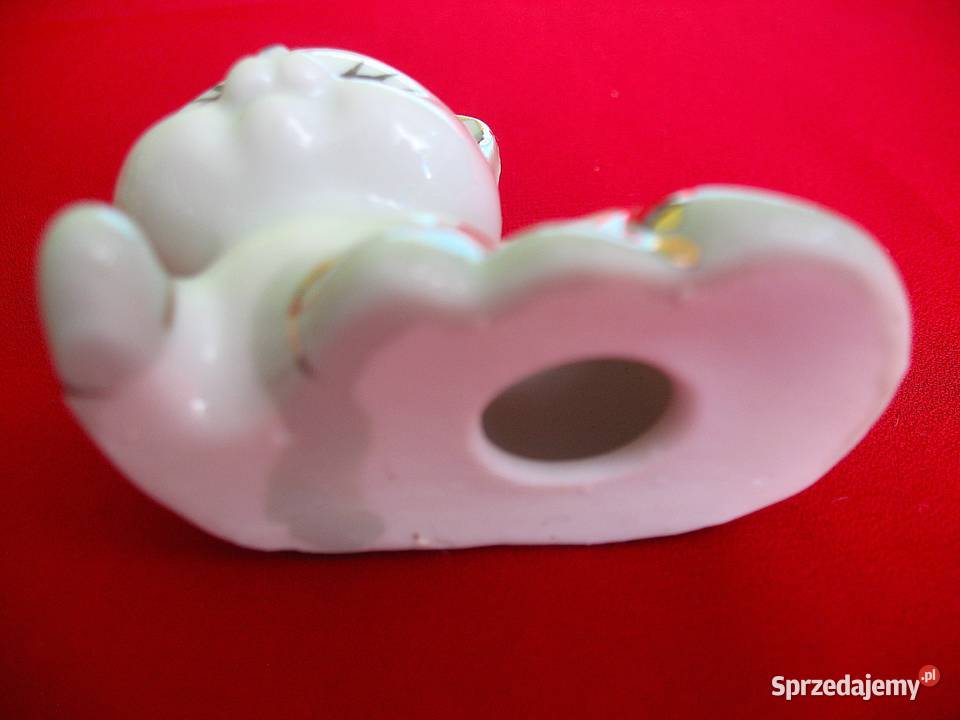 Kot biały mały kotek porcelana 5 x 7 x 4 Dom i Ogród