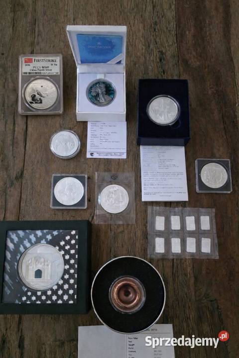 Zestaw srebrnych monet i sztabek inwestycyjnych Białystok