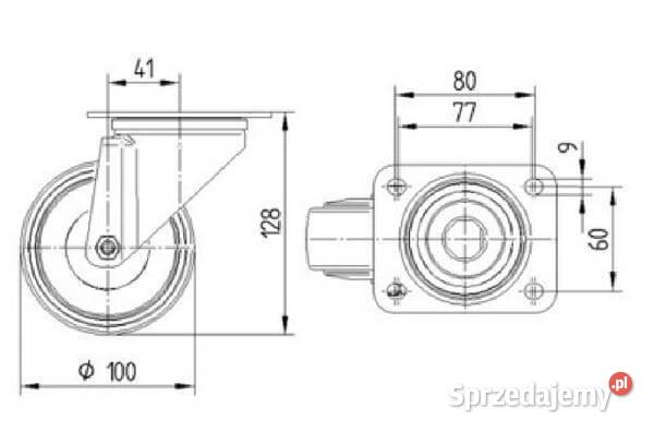 Koła skrętne z poliamidu 3470UOJ100P62 Kamionna