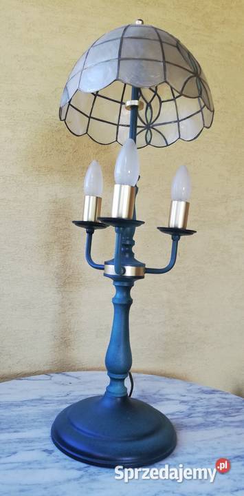 Lampa stylowa stołowa nocna z kloszem z masy Garwolin sprzedam