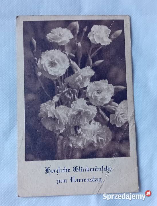 Pocztówka imieninowa Wartheland 1942 r z obiegu Koźminek