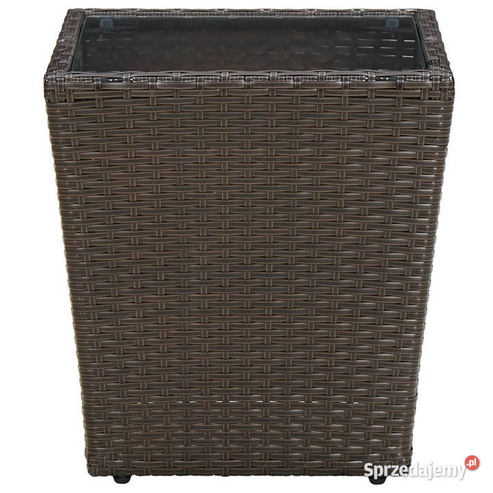 Stolik herbaciany brązowy 415x415x44 rattan PE i Warszawa