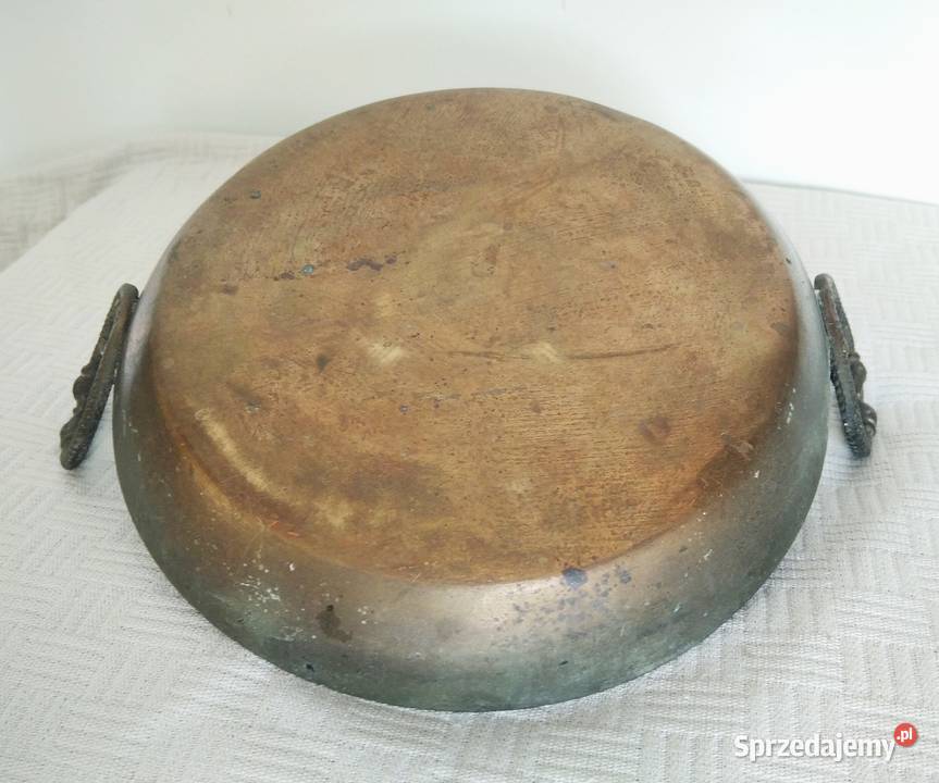 Stara mosiężna miedziana patera z dekoracyjnymi Gdańsk