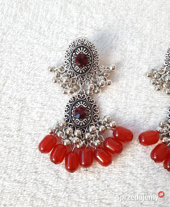 Długie kolczyki orientalne retro srebrny kolor