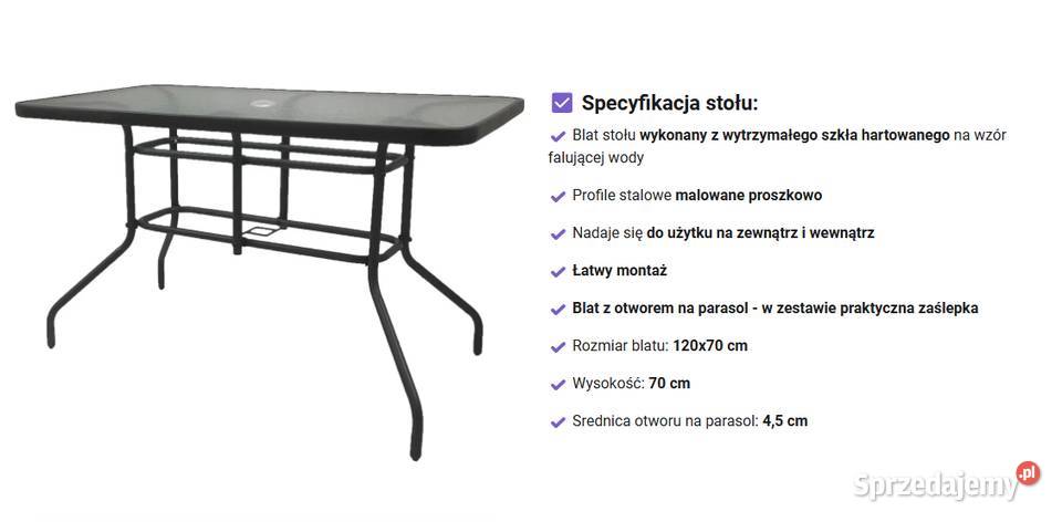 ZESTAW MEBLI OGRODOWYCH BALKON TARAS STÓŁ 120x70 Drzewica