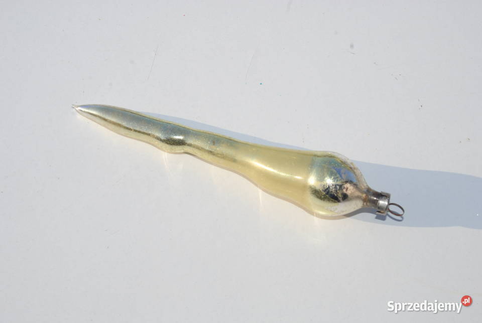 Stara ozdoba choinkowa bombka sopel złoty Cieszyn