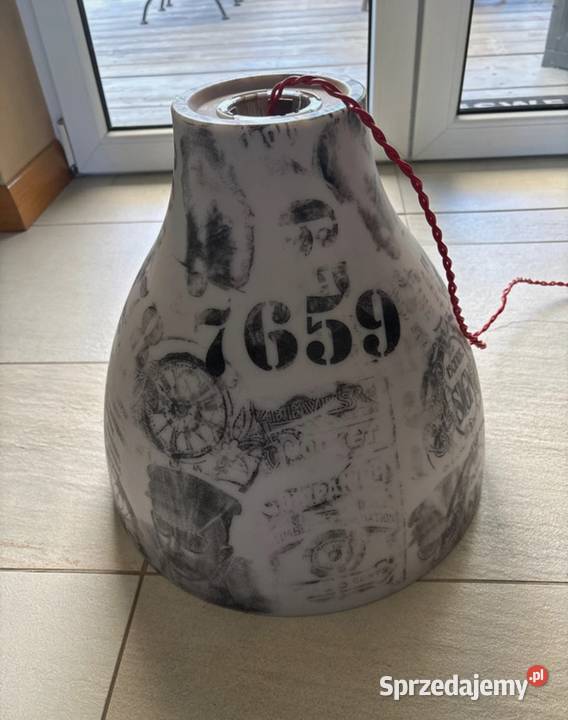 Industrialna Lampa wisząca z gazetowym wzorem Katowice