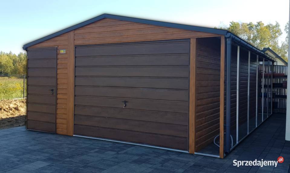 Garaż Blaszany 5x5 z wiatką brama uchylna Starachowice