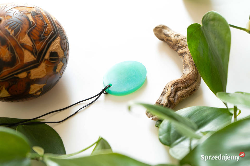 Turkusowy wisiorek owalny 39x3 świecący w mazowieckie Warszawa