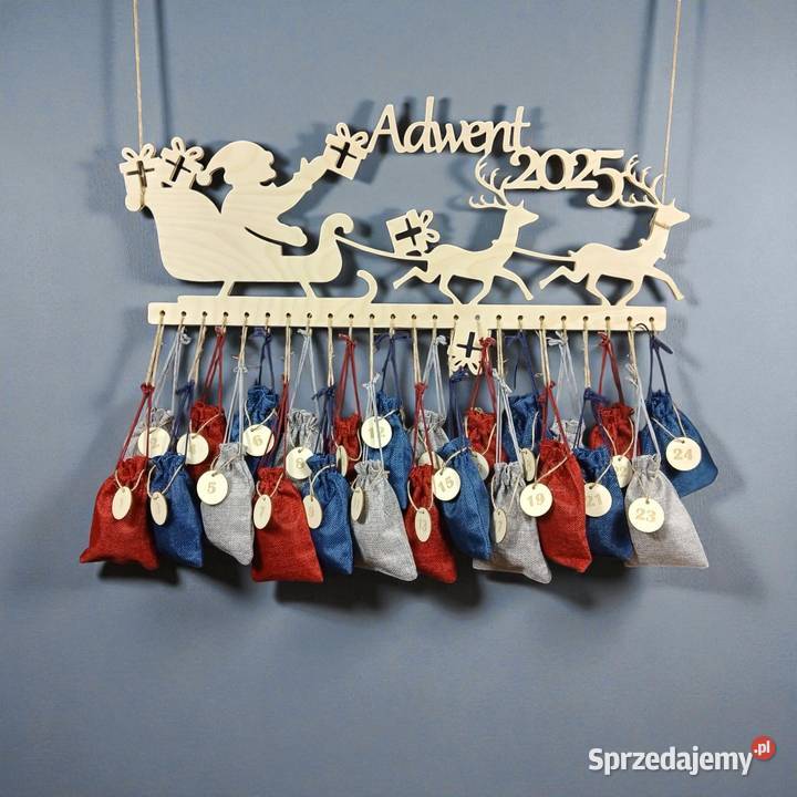 Kalendarz adwentowy sanie Św Mikołaja prezent Chomranice