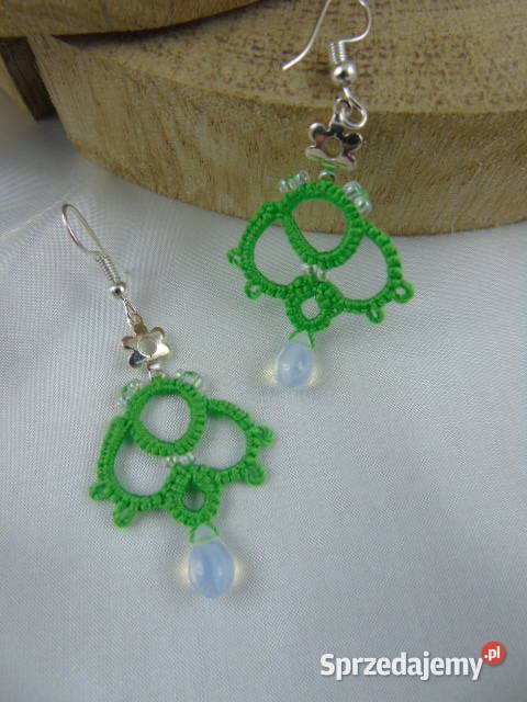 Kolczyki frywolitkowe różne wzory i kolory Wiśniowa