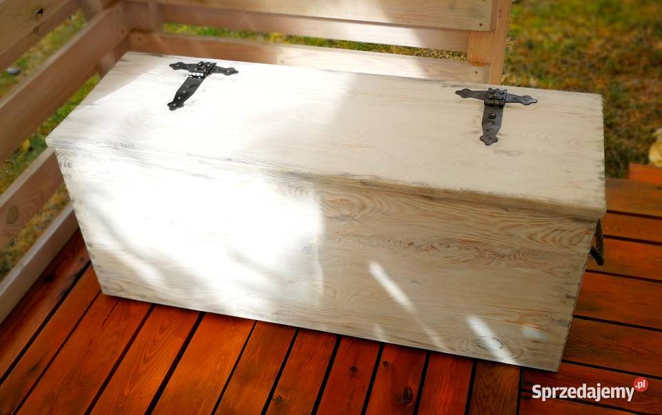 Skrzynia rustykalna siedziskokufer ławka biała 40cm Radków