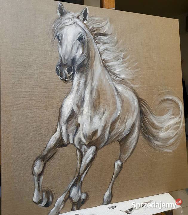 Obraz malowany na płótnie 90x90 miłośników koni Malarstwo Szczecin