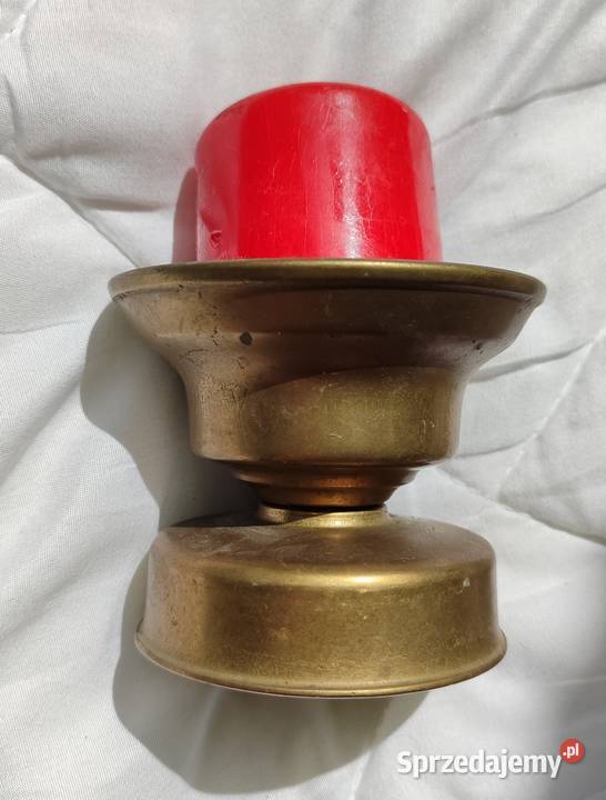 Stary świecznik mosiężny na grubą świecę Gdańsk