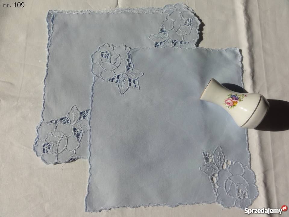 Serwetki bieżniki kolorowe niebieskie wyszywane Lublin sprzedam