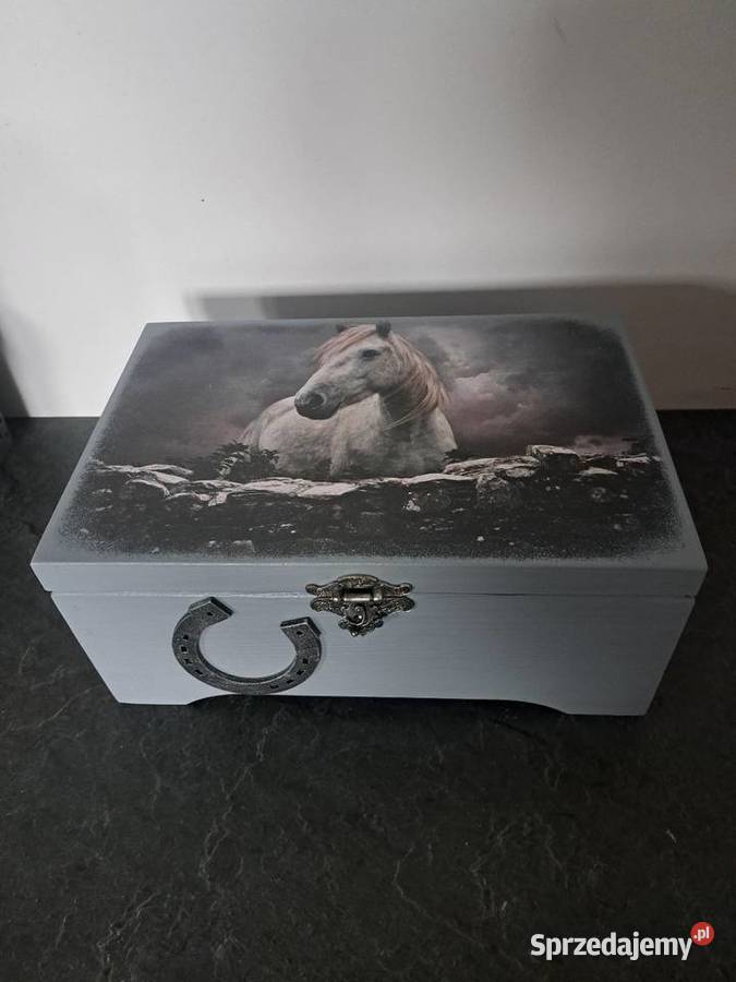 Kuferek konie szary handmade Kędzierzyn-Koźle