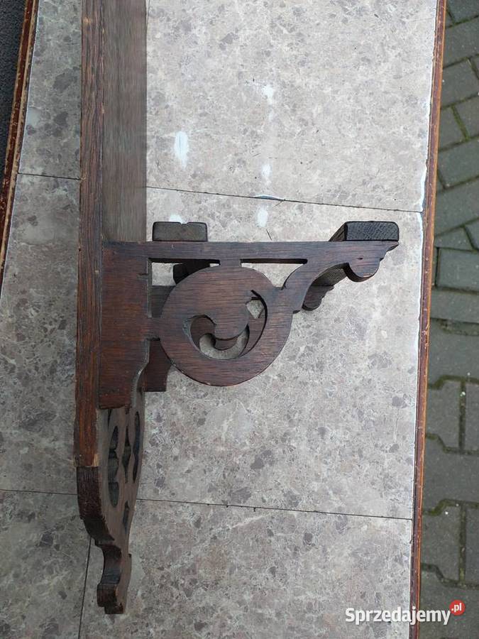 Stara rzeźbiona półka drewniana kwietnik Tczew