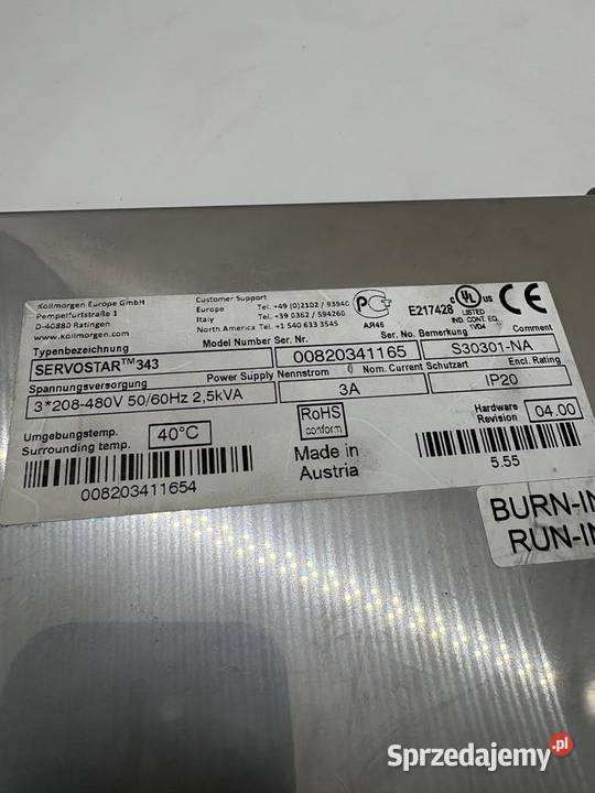 Kollmorgen Servostar 343 S30301NA Servo Drive