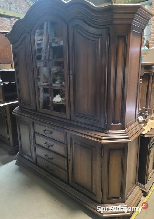 Kredens dębowy dwuczęściowy