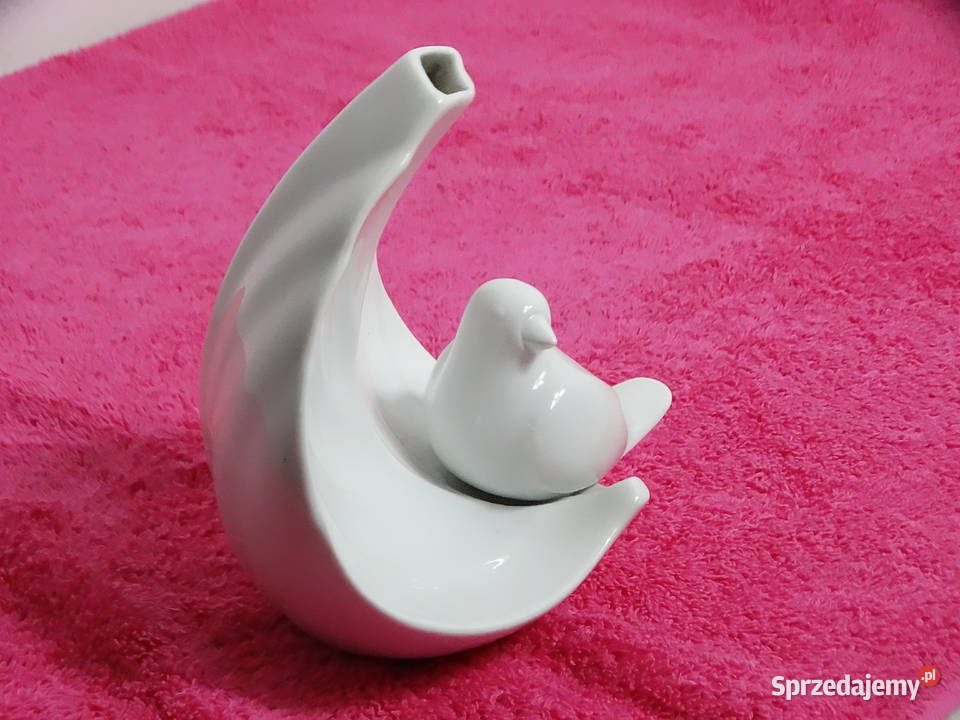 Porcelanowy wazonik figurka Ptaszek Biłgoraj