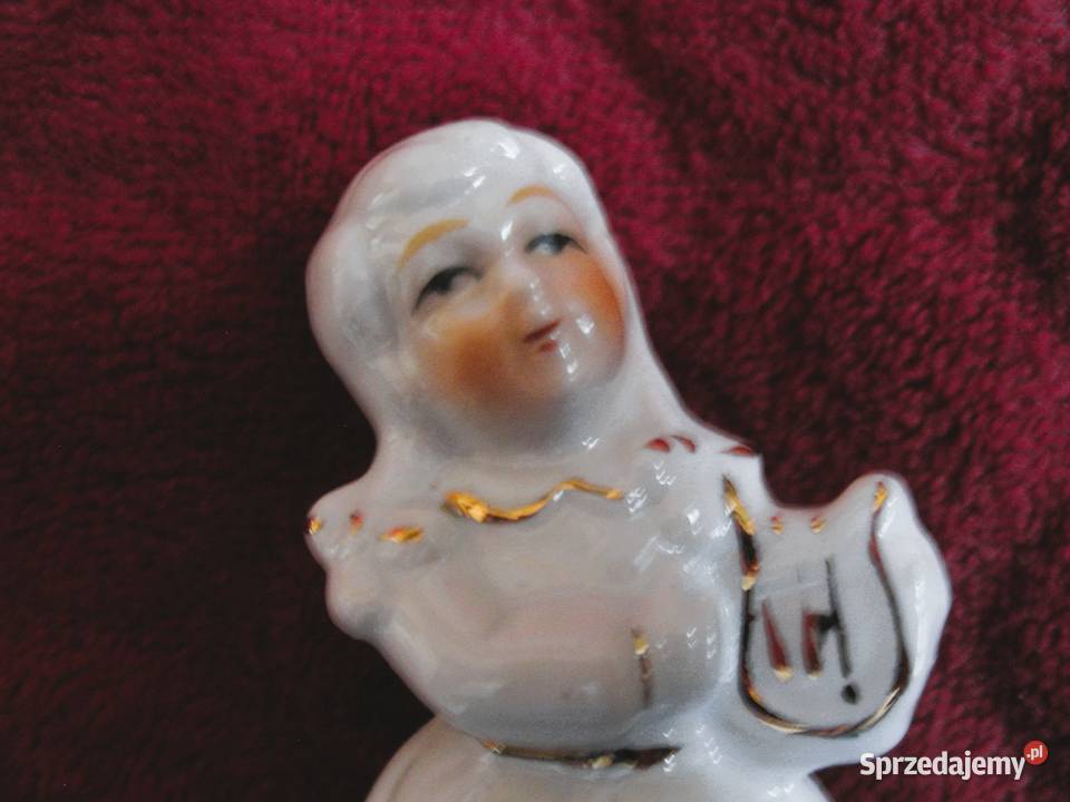 Dziewczynka z lirą biała złocona porcelana 10 x Siedlce