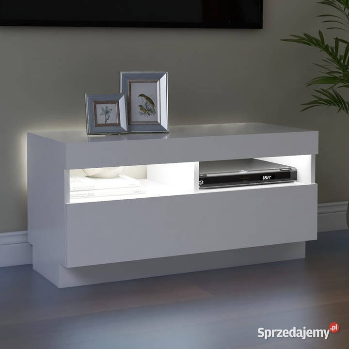 Szafka pod TV z oświetleniem LED biała 80x35x40 RTV mazowieckie Warszawa
