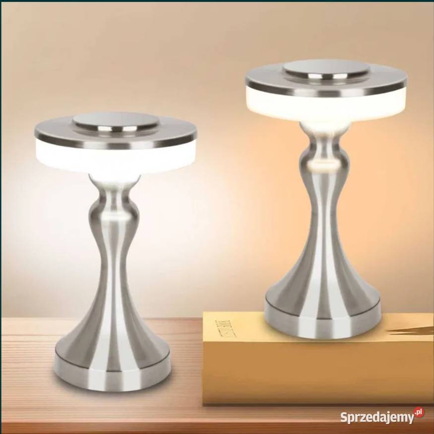 Nowa lampka stołowa lampa metalowa srebrna Poraj sprzedam