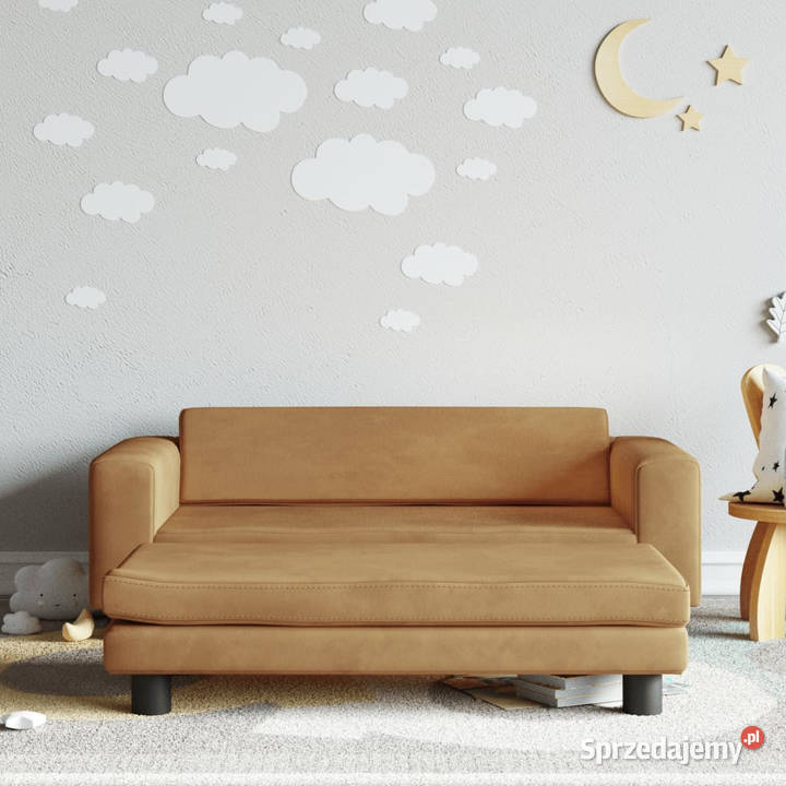 Sofa dziecięca z podnóżkiem brązowa 100x50x30 Warszawa